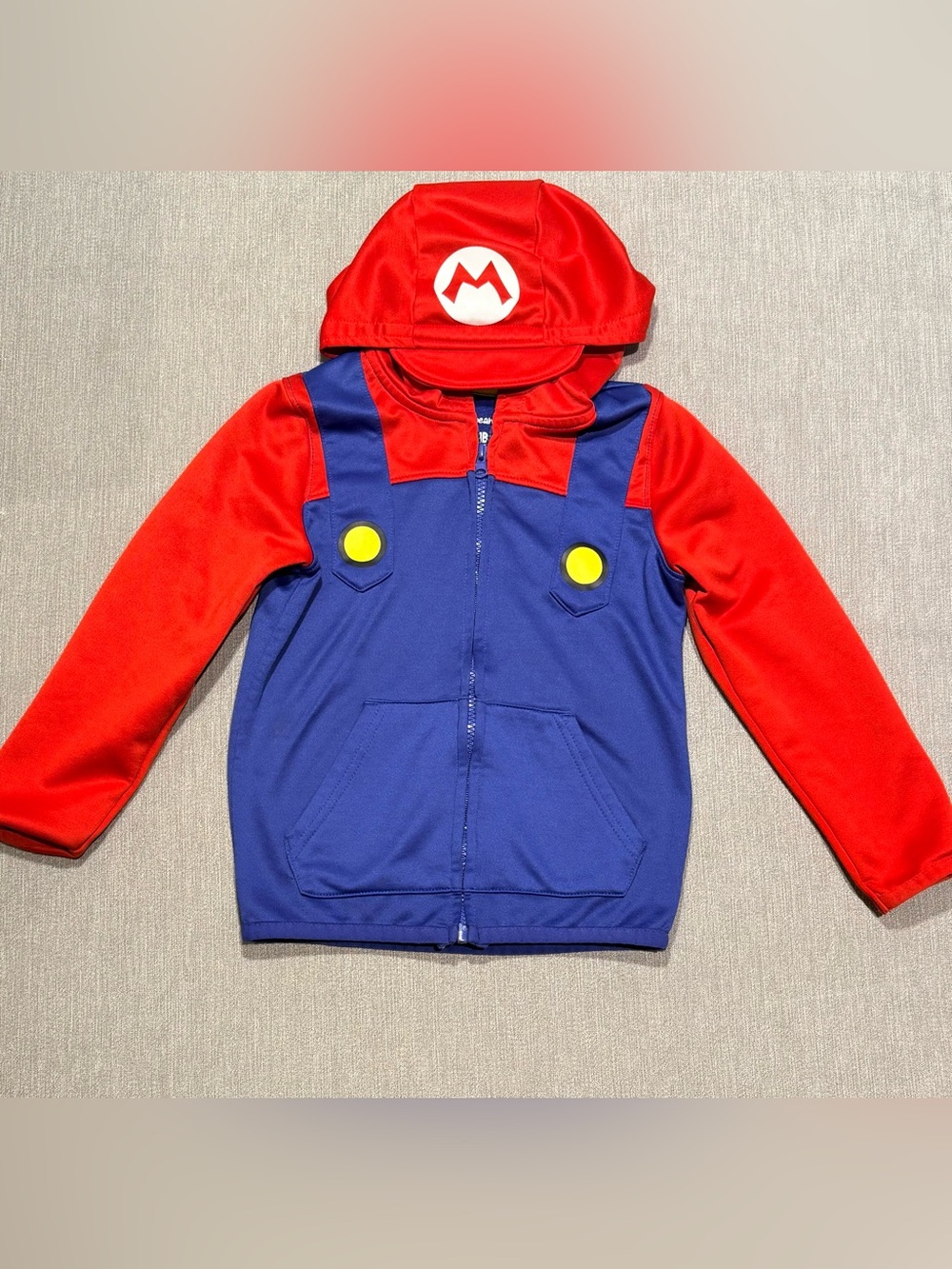 Mario jumping beans Red & Blue Fleece Hoodie with Yellow Accents